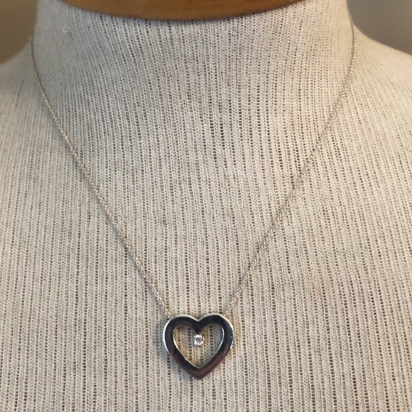 Sterling Silver Heart & CZ necklace 18 1/4” - Picture 13 of 15